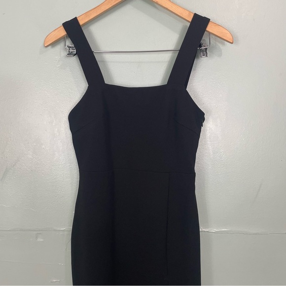 Petal & Pup Hyatt Square Neck Sleeveless Midi Dress Black Women Size 2 Side Slit - Picture 3 of 9